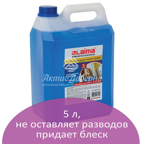 Средство для мытья стекол и зеркал 5 л, Лайма professional