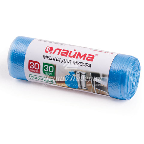 мешки для мусора пнд 30л, 10 мкм, синие (в рул. 30 шт.) лайма
